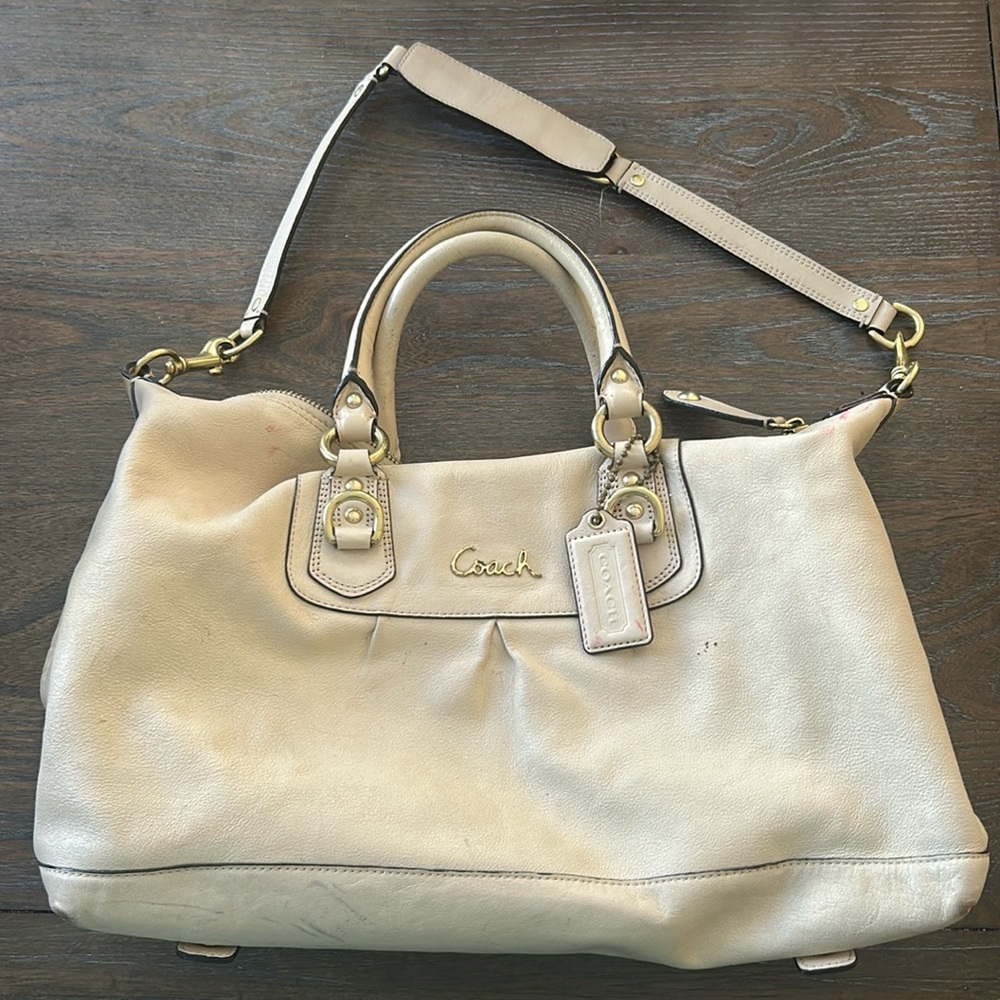 Coach Ashley Leather Script Satchel